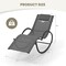 Costway 1/2 PCS Outdoor Rocking Lounge Chair with Removable Headrest Breathable Backrest & Seat Grey
